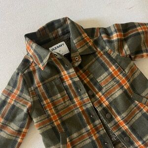 Old Navy Green and Orange Plaid Shirt
